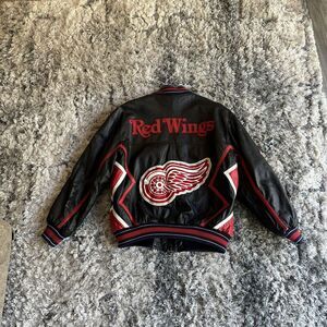 Vintage Men's G-III Carl Banks Detroit Red Wings NHL Leather Jacket Size Medium
